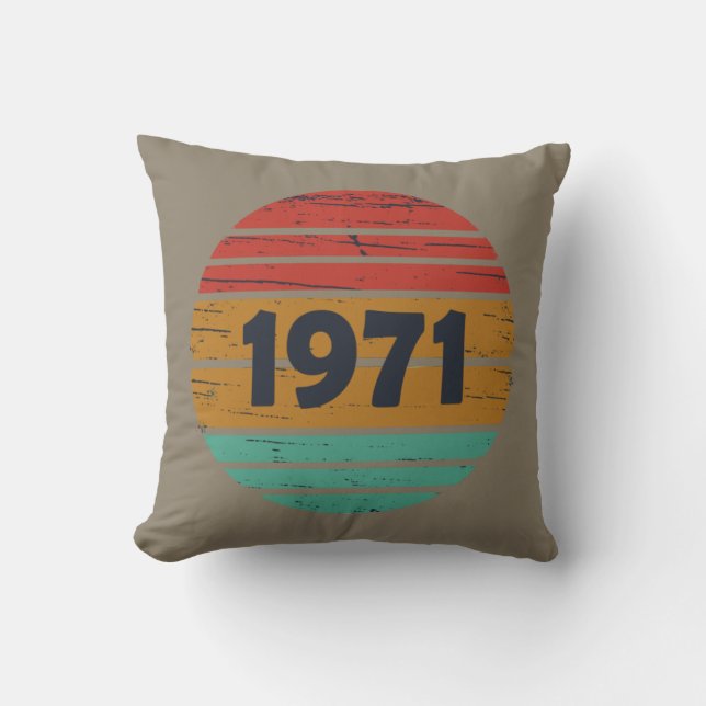 Born in 1971 vintage birthday gift cushion (Front)