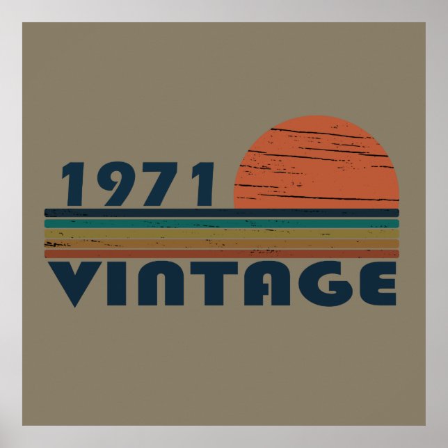 Born in 1971 vintage birthday gift poster (Front)