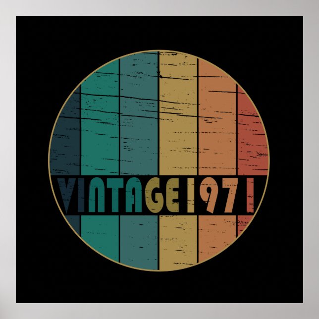 Born in 1971 vintage birthday gift poster (Front)