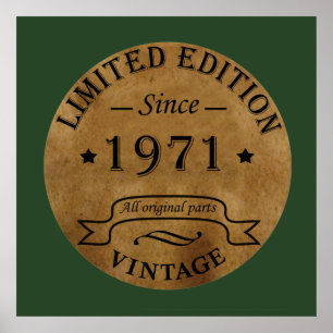 Born in 1971 vintage birthday  poster