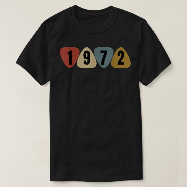 Born In 1972 Guitarist Guitar Pick Music Birthday  T-Shirt (Design Front)