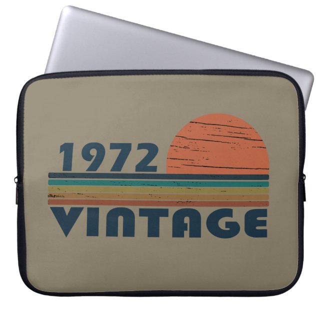 Born in 1972 vintage birthday gift laptop sleeve (Front)