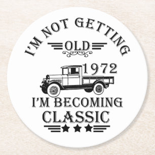 Born in 1972 vintage birthday round paper coaster