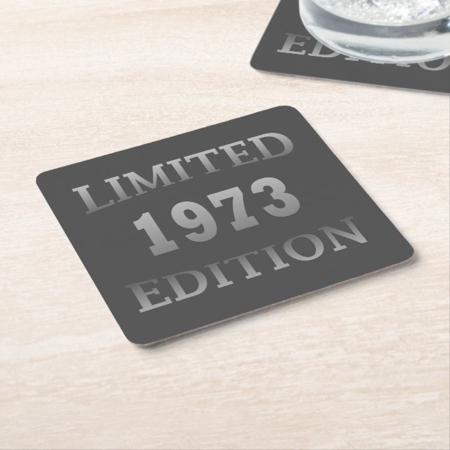 born in 1973 birthday gift square paper coaster (Angled)