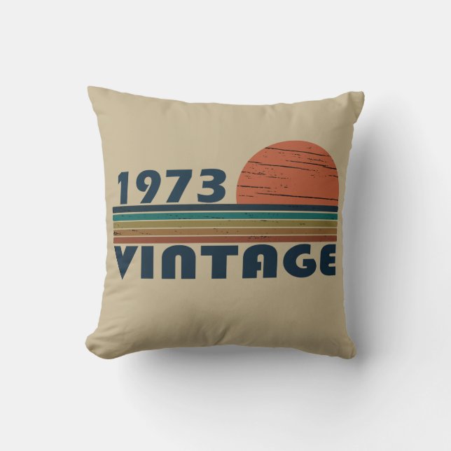 Born in 1973 vintage birthday gift cushion (Front)