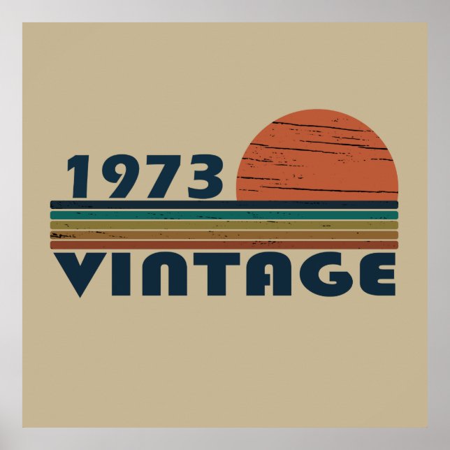 Born in 1973 vintage birthday party poster (Front)