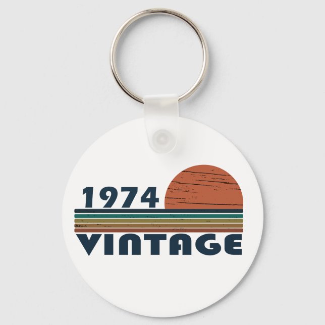 Born in 1974 classic sunset key ring (Front)