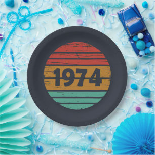 Born in 1974 vintage 50th birthday gift paper plate