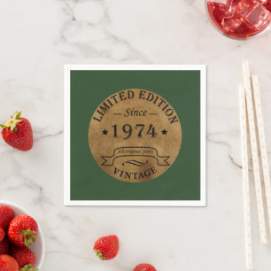Born in 1974 vintage 50th birthday napkin