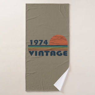 Born in 1974 vintage birthday gift bath towel