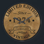 Born in 1974 vintage birthday gift large clock<br><div class="desc">You can add some originality with this limited edition, premium quality, and original, classy, retro, and vintage-looking birthday graphic design with a cool typography font. This is a great gift idea for men, women, husbands, wives, girlfriends, and boyfriends who will love this one-of-a-kind piece of art. Unique and funny holiday...</div>