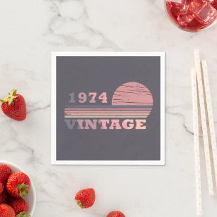 born in 1974 vintage birthday gift napkin