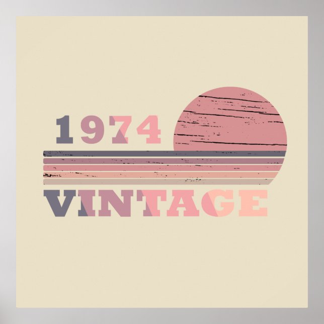 born in 1974 vintage birthday gift poster (Front)