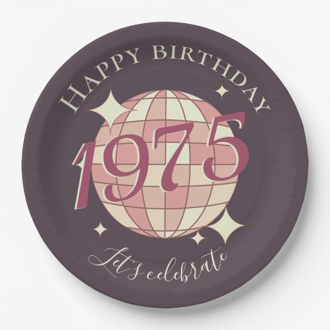 Born in 1975 50th birthday party decor Paper Plate (Front)