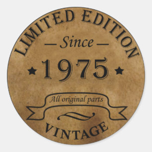 Born in 1975 vintage 50th birthday gift classic round sticker
