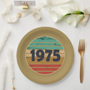 Born in 1975 vintage 50th birthday gift paper plate