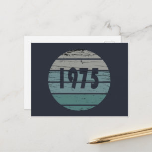 Born in 1975 vintage 50th birthday party holiday postcard