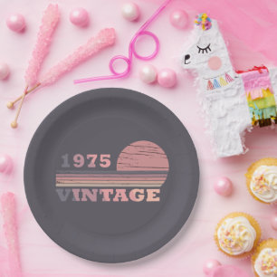 born in 1975 vintage birthday party paper plate