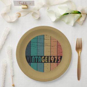 born in 1975 vintage birthday party paper plate