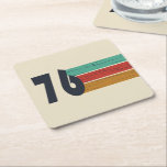 Born in 1976 vintage 50th birthday party square paper coaster<br><div class="desc">Add some originality to your wardrobe with this vintage sunset birthday graphic design featuring an awesome typography font. It's a great gift idea for men,  women,  husbands,  wives,  grandmothers,  and grandfathers who will love this unique artwork. The perfect funny holiday present for a happy birthday party.</div>