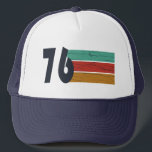 Born in 1976 vintage 50th birthday party trucker hat<br><div class="desc">Add some originality to your wardrobe with this vintage sunset birthday graphic design featuring an awesome typography font. It's a great gift idea for men,  women,  husbands,  wives,  grandmothers,  and grandfathers who will love this unique artwork. The perfect funny holiday present for a happy birthday party.</div>