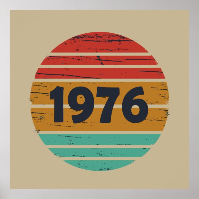Born in 1976 vintage birthday gift poster (Front)