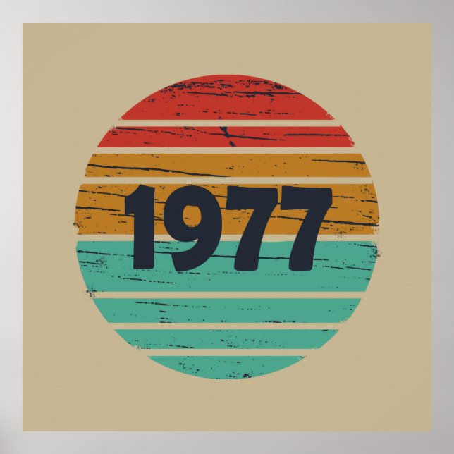 Born in 1977 vintage birthday gift poster (Front)