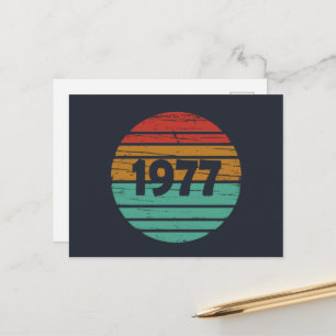 Born in 1977 vintage birthday holiday postcard
