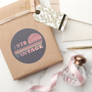 Born in 1978 elegant modern vintage birthday party classic round sticker