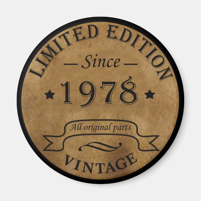 Born in 1978 vintage birthday magnet (Front)