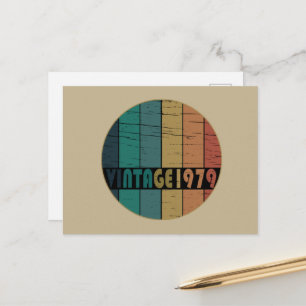 Born in 1979 elegant vintage birthday holiday postcard
