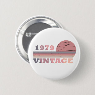 Born in 1979 elegant vintage birthday party gift 6 cm round badge