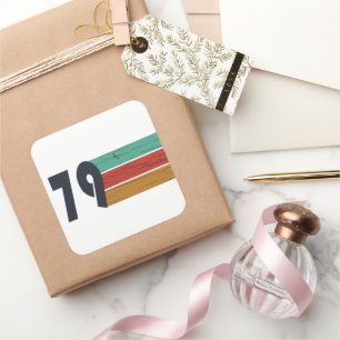 Born in 1979 elegant vintage style birthday square sticker