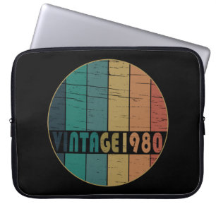 Born in 1980 colourful vintage birthday gift laptop sleeve