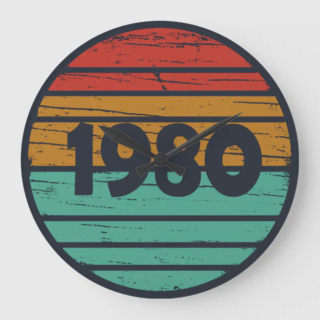 Born in 1980 vintage birthday gift large clock Zazzle.co.nz