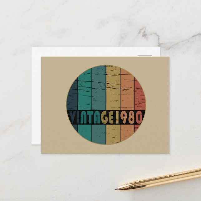 Born in 1980 vintage birthday holiday postcard (Front/Back In Situ)