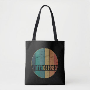 Born in 1980 vintage birthday tote bag
