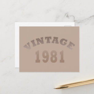 Born in 1981 elegant modern vintage birthday holiday postcard