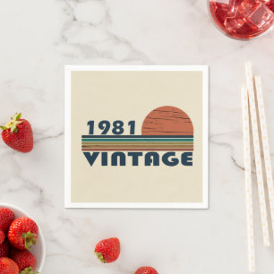 Born in 1981 vintage birthday napkin