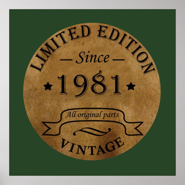 Born in 1981 vintage birthday poster (Front)