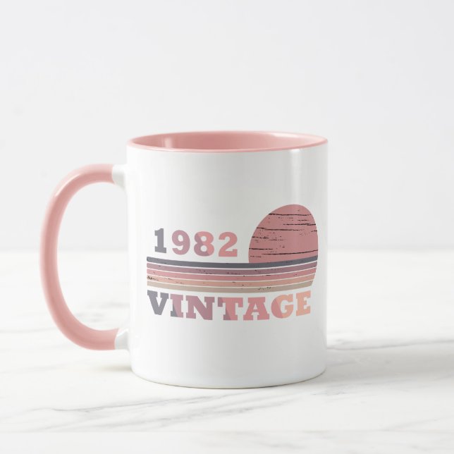 born in 1982 vintage birthday gift mug (Left)