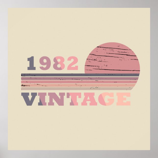 born in 1982 vintage birthday gift poster (Front)