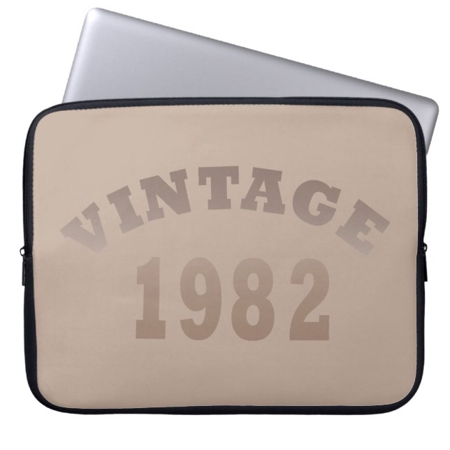 Born in 1982 vintage birthday laptop sleeve (Front)