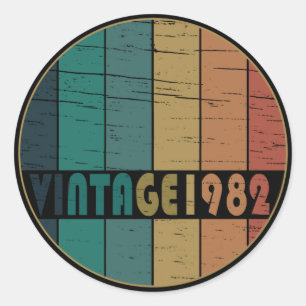 Born in 1982 vintage birthday party gift classic round sticker