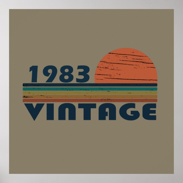 Born in 1983 vintage classic sunset poster (Front)