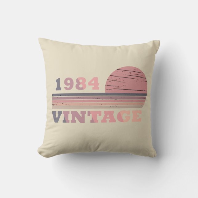 born in 1984 vintage birthday cushion (Front)