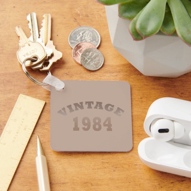Born in 1984 vintage birthday key ring (Desk)