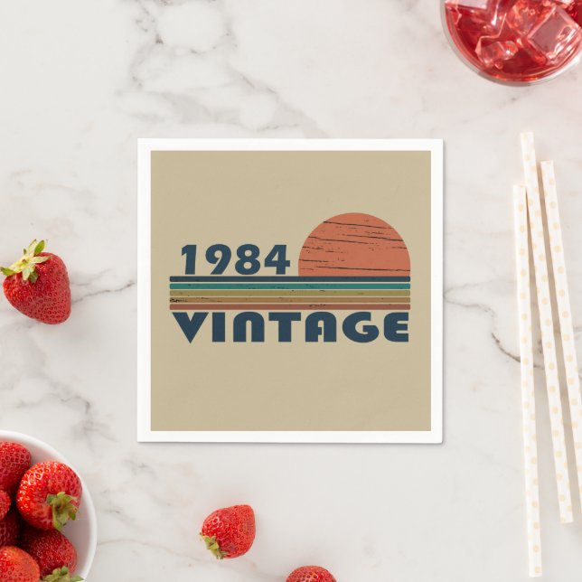born in 1984 vintage birthday  napkin (Insitu)