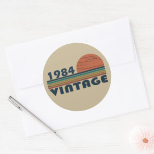 Born in 1984 Vintage Birthday Party Gift Classic Round Sticker
