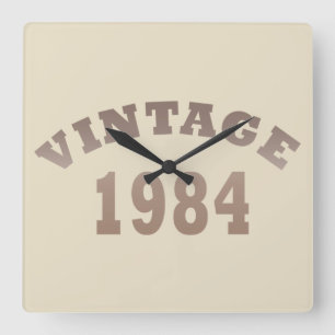 Born in 1984 vintage birthday square wall clock